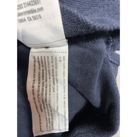 Abercrombie & Fitch Navy Split Neck Polo Shirt Men’s Medium 100% Cotton - Picture 5 of 5